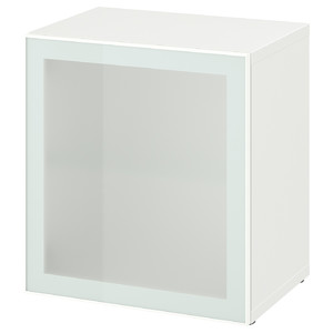 BESTÅ Shelf unit with glass door, white Glassvik/white/light green frosted glass, 60x42x64 cm