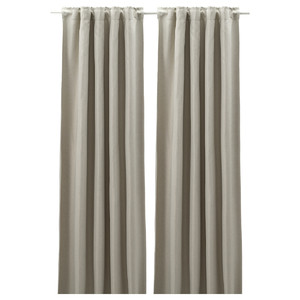 ANNAKAJSA Room darkening curtains, 1 pair, light grey, 145x300 cm