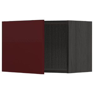 METOD Wall cabinet, black Kallarp/high-gloss dark red-brown, 60x40 cm