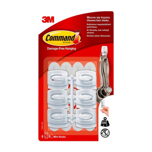 3M Command Mini Hooks, Pack of 6