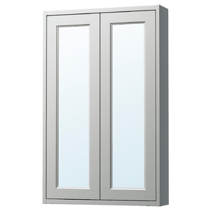 TÄNNFORSEN Mirror cabinet with doors, light grey, 60x15x95 cm