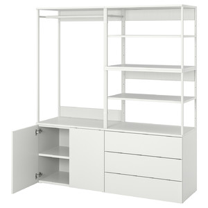 PLATSA Wardrobe with 2 doors+3 drawers, white, Fonnes white, 160x42x181 cm