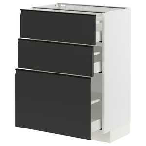 METOD / MAXIMERA Base cabinet with 3 drawers, white/Upplöv matt anthracite, 60x37 cm