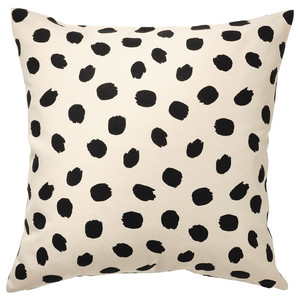 ODDNY Cushion cover, off-white/dot pattern black, 50x50 cm