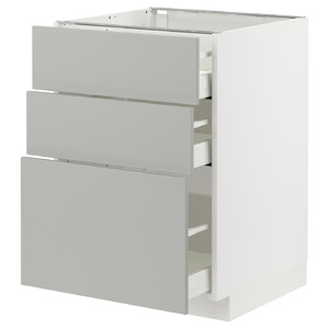METOD / MAXIMERA Base cabinet with 3 drawers, white/Havstorp light grey, 60x60 cm