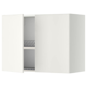 METOD Wall cabinet w dish drainer/2 doors, white/Veddinge white, 80x60 cm