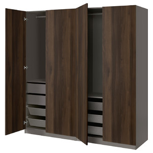 PAX / STORKLINTA Wardrobe combination, dark grey/dark brown stained oak effect, 200x66x201 cm