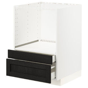 METOD Base cabinet f combi micro/drawers, white/Lerhyttan black stained, 60x60 cm
