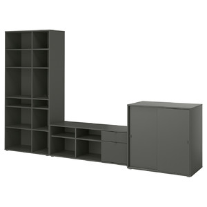 VIHALS TV/storage combination, dark grey, 337x47x200 cm