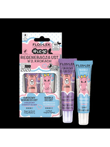 Floslek Lip Care Vege Lip Nourishment in 2 Steps (Sugar Lip Scrub Crazy Blueberry 14g + Lip Mask Original Tropical 14g Vegan