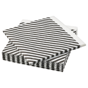 RÖDKNOT Paper napkin, striped white/black, 33x33 cm