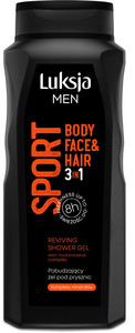 Luksja Men Shower Gel Body, Face & Hair 3in1 Sport 90% Natural Vegan 500ml
