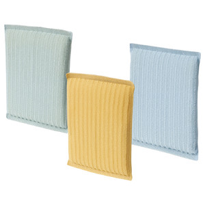 PEPPRIG Scrubbing pad, green blue/yellow, 3 pack