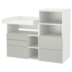 SMÅSTAD / PLATSA Changing table, white grey/with bookcase, 150x79x123 cm