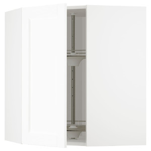 METOD Corner wall cabinet with carousel, white Enköping/white wood effect, 68x80 cm