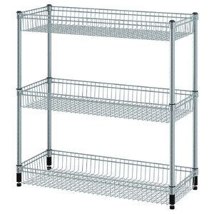 OMAR Shelving unit with 3 baskets, galvanised, 92x36x94 cm