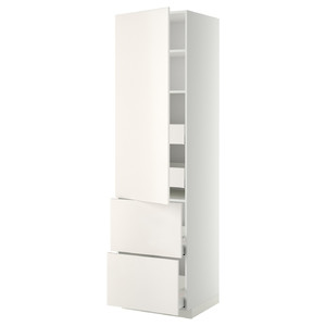 METOD / MAXIMERA Hi cab w shlvs/4 drawers/dr/2 frnts, white/Veddinge white, 60x60x220 cm