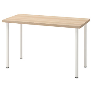 LAGKAPTEN / ADILS Desk, white stained oak effect, white, 120x60 cm