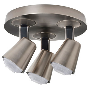 MONAZIT Ceiling spotlight with 3 spots, nickel-plated