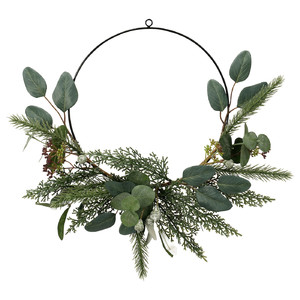 VINTERFINT Artificial half wreath, in/outdoor green, 45 cm