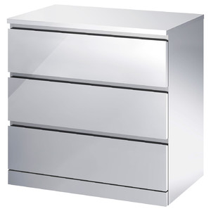 MALM Chest of 3 drawers, mirror effect, 80x78 cm