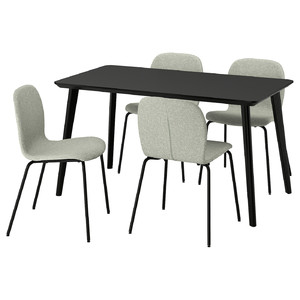 LISABO / KARLPETTER Table and 4 chairs, black/Gunnared light green black, 140x78 cm