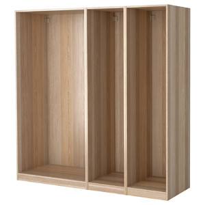 PAX 3 wardrobe frames, white stained oak effect, 200x58x201 cm