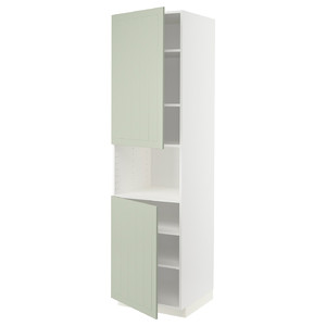 METOD High cab f micro w 2 doors/shelves, white/Stensund light green, 60x60x220 cm