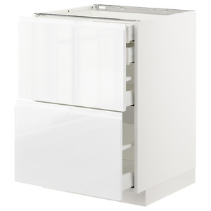 METOD / MAXIMERA Base cb 2 frnts/2 low/1 md/1 hi drw, white, Voxtorp high-gloss/white, 60x60 cm