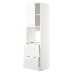 METOD / MAXIMERA Hi cab f ov w dr/2 frnts/2 hi drwrs, white/Voxtorp high-gloss/white, 60x60x220 cm