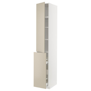 METOD / MAXIMERA Hc w p-o func 3drw/1dr/2shlv, white/Havstorp beige, 40x60x240 cm