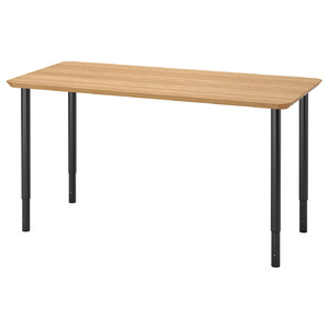ANFALLARE / OLOV Desk, bamboo, black, 140x65 cm
