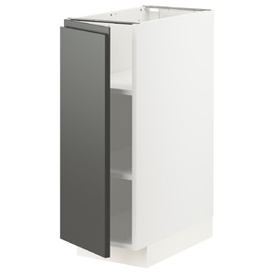 METOD Base cabinet with shelves, white/Voxtorp dark grey, 30x60 cm