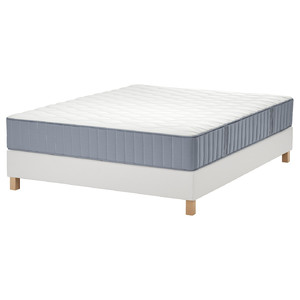 LYNGÖR Divan bed, Vågstranda medium firm/light blue white, 180x200 cm