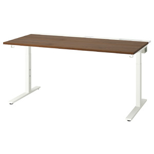 MITTZON Desk, walnut veneer white, 160x80 cm