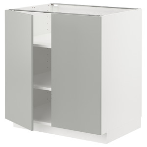 METOD Base cabinet with shelves/2 doors, white/Havstorp light grey, 80x60 cm