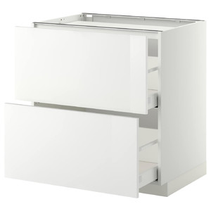 METOD Base cab f hob/2 fronts/2 drawers, white/Ringhult white, 80x60 cm