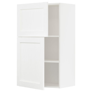 METOD Wall cabinet with shelves/2 doors, white Enköping/white wood effect, 60x100 cm
