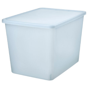 RYKTA Storage box with lid, transparent, 36x50x35 cm/44.5 l
