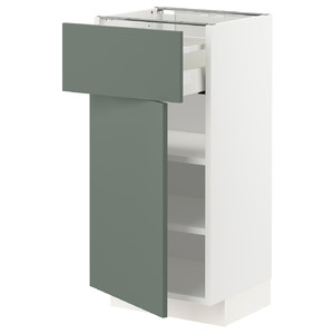 METOD / MAXIMERA Base cabinet with drawer/door, white/Bodarp grey-green, 40x37 cm