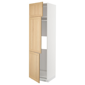 METOD High cab f fridge/freezer w 3 doors, white/Forsbacka oak, 60x60x220 cm