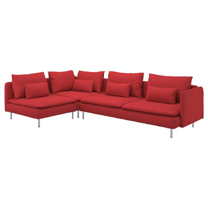 SÖDERHAMN Corner sofa, 4-seat, with open end/Tonerud red