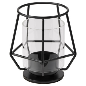 PÄRLBAND Tealight holder, black, 10 cm