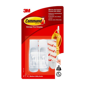 3M Command Medium Utility Hooks, Pack of 2