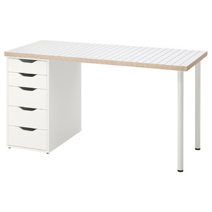 LAGKAPTEN / ALEX Desk, white anthracite/white, 140x60 cm