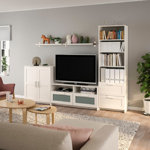 BRIMNES / BERGSHULT TV storage combination, white, 258x41x190 cm