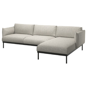 ÄPPLARYD 3-seat sofa with chaise longue, Lejde light grey