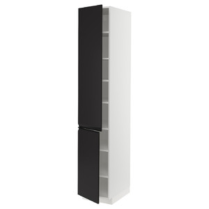 METOD High cabinet with shelves/2 doors, white/Upplöv matt anthracite, 40x60x220 cm