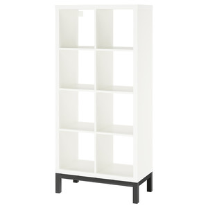 KALLAX Shelving unit with underframe, white/black, 77x164 cm