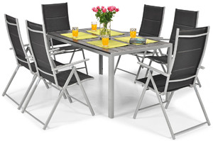 Outdoor Dining Set Table & 6 Chairs MODENA, aluminium, black